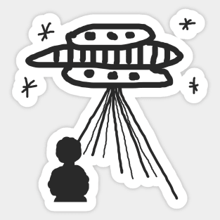 A child who sees an alien spacecraft Sticker